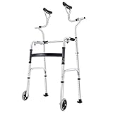  FKDERollator Faltbare Laufgestell Walker mit Achsel Unterstützung, Rollator, Gehen Mobilitätshilfe, Beintrainer for Ältere, Standard Walker