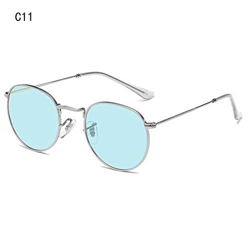Preisvergleich Produktbild FHXTWB Sonnenbrille Ovale Sonnenbrille Frauen Männer Sonnenbrille Metallrahmen Spiegel Retro Fahren Weibliche Sonnenbrille Uv400