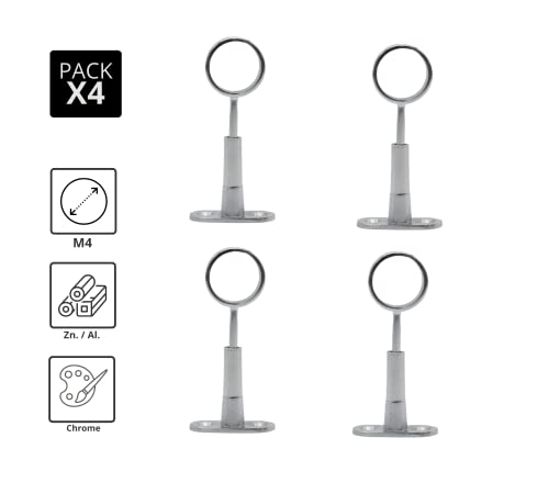 DOJA Barcelona | Supporto per Asta Armadio Rotondo | Ø25mm | 4Pz | Reggitubo Armadio Rotondo per Soffitto | Ganci Appendiabiti Rotondi da Armadio, Barra Appendiabiti, Tenda Doccia, Bastone Tenda - Image 4