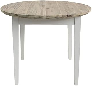 Florence white round extended table (92-117cm). 100% hardwood kitchen dining table with limed wooden top. Table ONLY. Matching chairs are also available