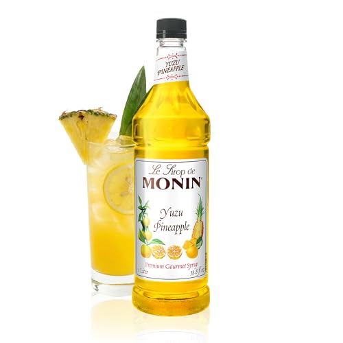 Monin - Premium Yuzu Pineapple Syrup | Sweet & Tropical, Great for Margaritas, Iced Teas & More | Clean Label with No Artificial Flavors, No Artificial Preservatives (BPA Free Bottle, 33.8 fl oz)