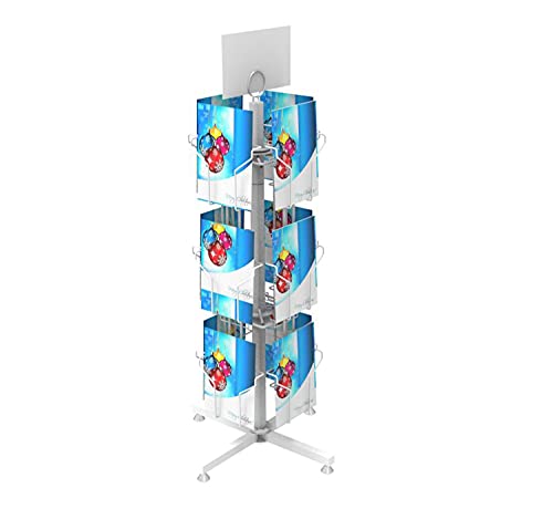 11702-White Fixturedisplays 12 Vertical Pockets White Display, Greeting Post Card Christmas Holiday Spinning Rack Stand W/Pocket Size 5"Wx7"H (Max 5.7"Wx8.7"H) 11702-White #TOP24