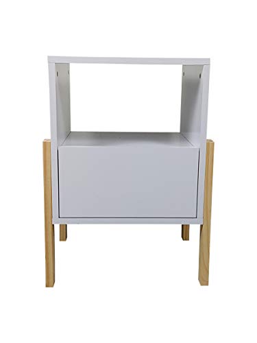 Mesa de Cabeceira MESA LATERAL COM NICHO, GAVETA E MADEIRA