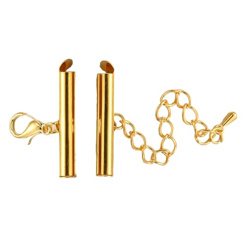 10 ensembles d ' embouts à sertir boucles de fermoir coulissant chaînes d ' extension matériaux en alliage composants de bijoux pour à bricoler soi-même bijoux Tubes connecteurs résultats – vue 5