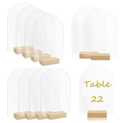 Numéros de table acrylique arche transparente support bois déco événement et banquet