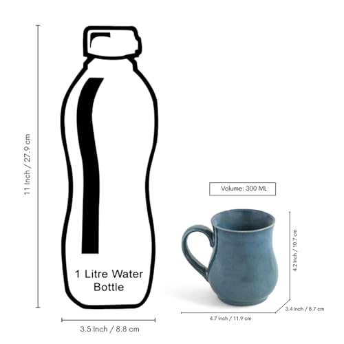 Image of ExclusiveLane 'Belly Pot' Ceramic Coffee Mugs Set of 4 (Set of 4, 300 ml, Microwave Safe, Hand Glazed) | Ceramic Coffee Mug Coffee Cup Set of 4 Tea Mugs Set Tea Cups Ceramic Mugs