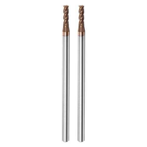 Image of HARFINGTON 2pcs Carbide Square End Mills 3mm (1 /8 inch) Dia 4mm (5 /32 inch) Shank 75mm (3 inch) Extra Long HRC55 TiSiN Coated Micro-Grain Tungsten Carbide 4 Flutes Milling Bit Cutter