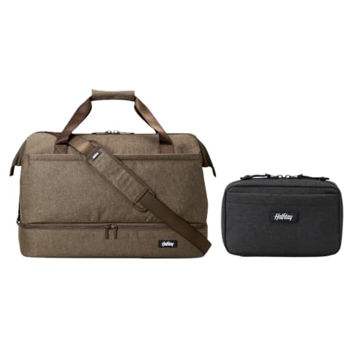Halfday Double Decker Weekender Bag 40L Carry-On Duffel, Dune and Sidekick Tech Organizer Kit, Shadow