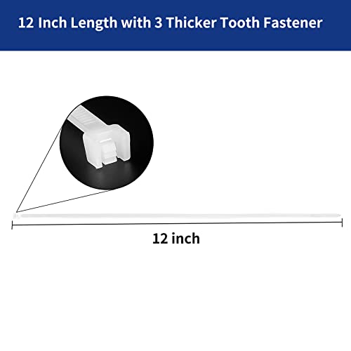 Image of 250 Pack Zip Ties 12 inch Clear Cable Tie Wraps 50 lbs Tensile Strength self-locking fastener 3.6 mm width Wire Ties for Organization and Management of Electrical Cords, Plants, and Fences