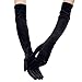 Gants de Soirée en Satin Longs Noirs Extensibles pour Opéra Mariage Halloween