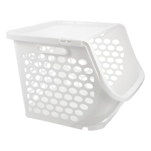 Cesta apilable de cocina en color blanco para almacenar alimentos y fruta 8