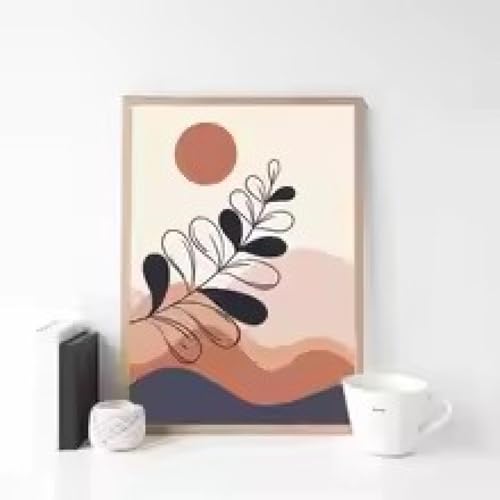 Impression sur toile de plantes noires et feuilles abstrait pour salon 50x70cm