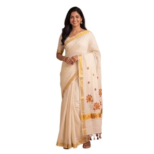 RAMRAJ COTTON Women's Premium Kora Cotton Saree for Onam Festival | Kerala Style | Elegant Ethnic Wear for Festive & Wedding Occasions