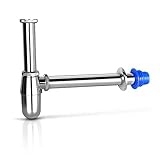 RUNMADE Chrome Bathroom Basin Sink Bottle Trap Waste Pipe Adjustable Height & Outlet