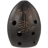 BESTYASH Ocarina de Barro Negro de 8 Agujeros Pequeña, Instrumento de Viento Portátil para Principiantes, Flauta Tradicional Ligera y Compacta Adecuado para Práctica Musical y Obsequio
