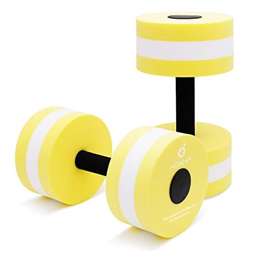 HOXHA Water Dumbells, Aquatic Exercise Dumbell Set of 2 Water Aerobic Exercise Foam Dumbbells Pool Resistance Water Fitness Equipment for Weight Loss (Yellow)
