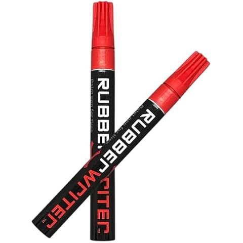 AUTOMOTIVATED ColorLugs RubberWriter Paint Pen for Car Tires | Oil-Based Marker for Tire Lettering | Waterproof Ink | Fast Drying | Medium Size Tip | Apply at Home | Color: Red | Pack of 2 Pens Cover