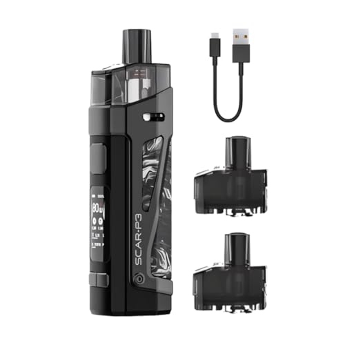 Smok Scar P3 Vape Kit [Fluid Black White] - Available in 8 colours - Type-C Fast Charge Built-in 2000mAh Battery 80W IP67 Waterproof IQ-80 Chip - Compatible with RPM 2 Pods and Coils - No Nicotine