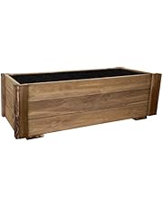 PLANTAWA Jardinera de Cultivo Rectangular 90 x 40 x 30 cm, Maceteros de Madera para Plantas, Macetero Grande con Tela geotextil para Exterior, Jardín Balcón o Terraza Huerto Urbano