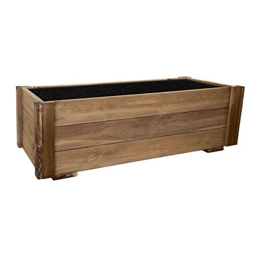 PLANTAWA Jardinera de Cultivo Rectangular 90 x 40 x 30 cm, Maceteros de Madera para Plantas, Macetero Grande con Tela geotextil para Exterior, Jardín Balcón o Terraza Huerto Urbano