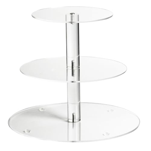 QZWEXAZ Soporte de acrílico para cupcakes, soporte redondo para exhibición de postres, soporte transparente para torres de pasteles, plato de postres para bufé de galletas para fiestas, bodas, baby