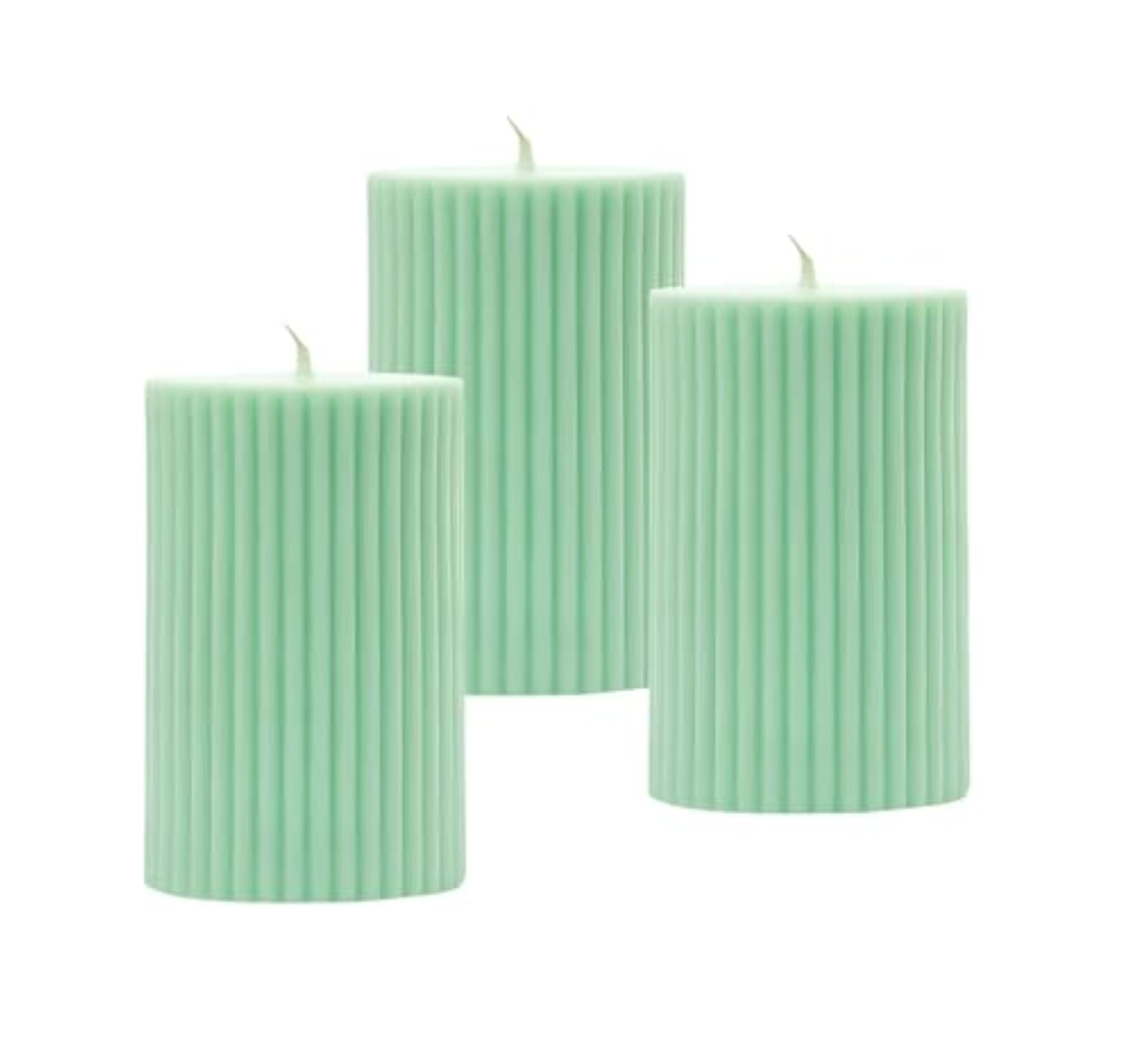 Ribbed Scented Pillar Candle Set of 3 Green