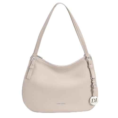 David Jones - Mujer Bolso Hombro - Piel Sintética PU Señora Hobo Bolso - Elegante Bolso Tote Mediano Bolsa Asa Larga - Clásico Moda Práctico Trabajo Viaje Casual Urbano Tendencia - Beige