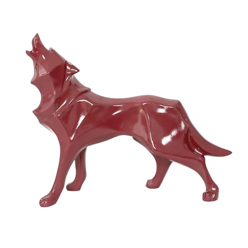 Estatua Geo. Abstracta Lobo Escultura Resina Decoración Hogar
