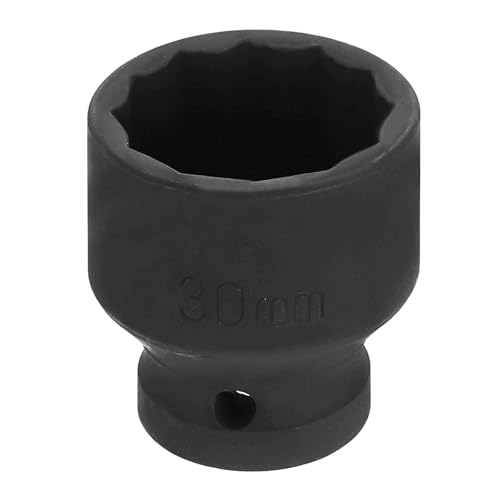 Image of HARFINGTON 1 /2 inch Drive x 30mm Shallow Impact Socket 12-Point Metric CR-V Steel Spindle Nut Impact Flip Sleeve for Home Auto Nuts Bolts Repair