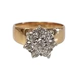 SilverQ 1 Ct Round Cut Diamond Cluster Engagement Ring for Women 14K Two Tone Gold Plated Floral Halo Bridal Ring 925 Sterling Silver Handmade Vintage Anniversary Jewelry Gift