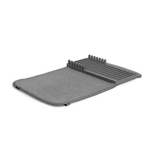 Umbra Udry Mini Dish Rack and Drying Mat, Charcoal, 20 x 13