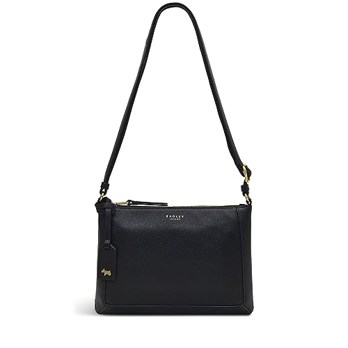 Sac à bandoulière zippé Radley Kew Way noir petit format en cuir