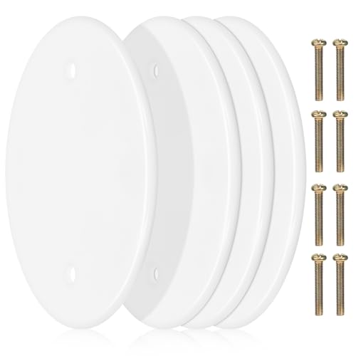 OUNONA 4 pièces Lot de Plaques de Recouvrement Rondes Blanches pour Plafond Cache-trou Électrique Mural Installation Facile sans Outil Design Minimaliste