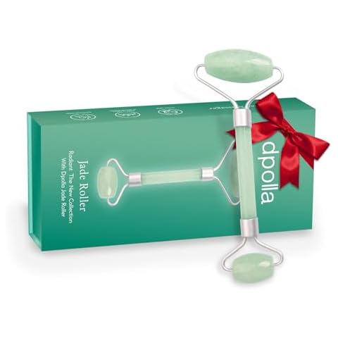Jade Roller for Face Dpolla Dual-Sided Facial Massager with Small Eye Roller for Reducing Puffy Eyes and Wrinkles, Perfect for Women’s Skin Care Routine Cover