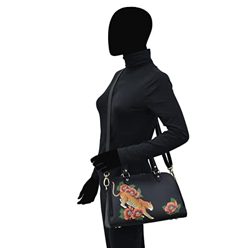 Image of Anuschka Women's Leather Satchel - Hand-Painted Genuine Leather Handbag with Detachable Strap for Everyday Use - 695, Satchel