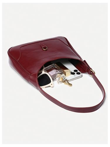 Women's PU Leather Clasp Shoulder Bag Adjustable Strap Vintage Hobo Handbags Purse4