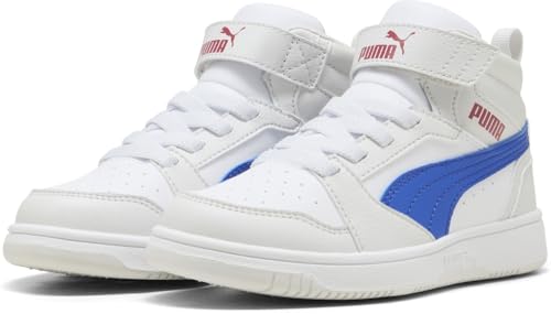 PUMA Rebound V6 Mid Ac+ Ps Sneaker, Weiß, lebendiges Blau, Federgrau, 35...