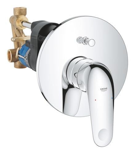 GROHE Swift, Badewannenarmatur Unterputz (Duscharmatur für die Badewanne, Auto-Umstellung Wanne/Brause, integriertes Rücklaufventil, Metallhebel, Mischbatterie mit Einbaukörper), chrom, 24336001