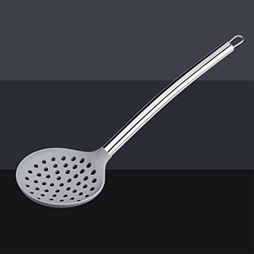 Escumadeira de Silicone cinza com Cabo Inox, SIL2461-CZ, Euro Home