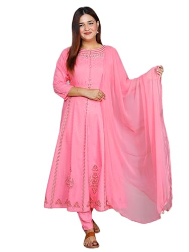 Image of Anarkali Kurta Pant Dupatta Set Embroidered