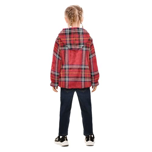 GuoChe Plaid Scotland Red Boys Sherpa Jacket4