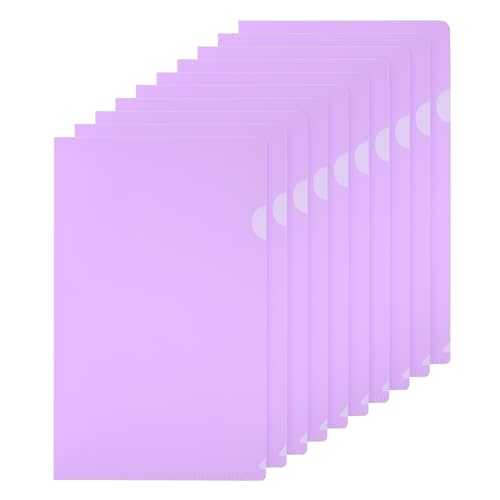 Pochette plastique A4 transparente en L PATIKIL violette pour dossier de bureau x50