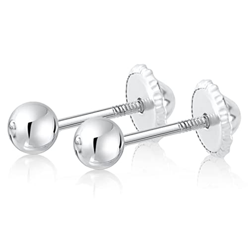 Gold Ball Stud Earrings For Women By Massete | 10K, 14K, 18K Small Studs | Nickel Free Earrings For Sensitive Ears | White Yellow Or Rose Gold | 3Mm 4Mm 5Mm Screw Back Earrings For Girls #TOP10