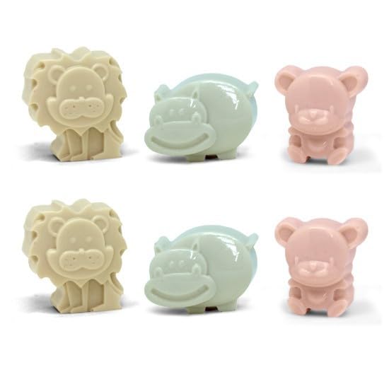 Molde para Hacer Jabón 6 Animalitos en Uno | León, Osito e Hipopótamo | Molde de Gran Velada para Jabones de Glicerina de 95g (6 unid)