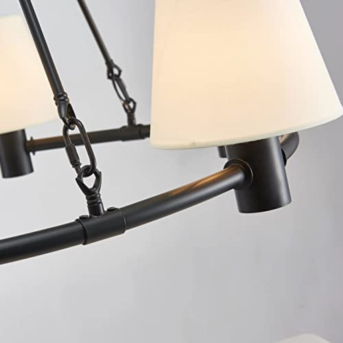 Agv Lighting 22024 Vintage Farmhouse Pendant Chandeliers, Wagon Wheel Chandeliers, D30 X H36, 6-Lights, Mattee Black Finish Frame & White Fabric Shade; Perfect For Living Room, Bedroom, Dining Room #TOP7