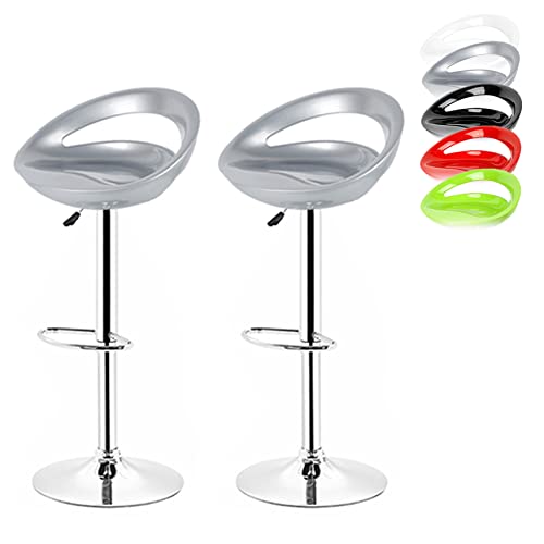 Tabouret de Bar Lot de 2 en ABS, Chaise Haute Rétro, Hauteur Réglable et Pivotant 360°, Chaise de Bar avec Repose-Pieds et Dossier pour Comptoirs de Bar et...