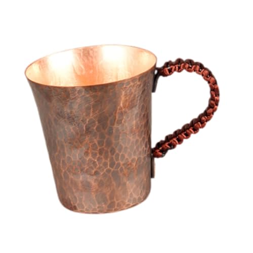Taza de café de cobre puro con diseño artístico vintage en bronce estilo E 5