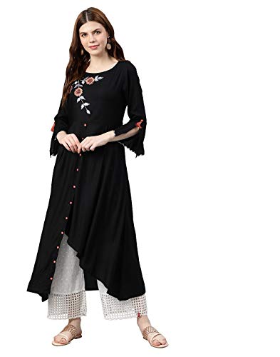 Image of Yash Gallery Women's Plus Size Rayon Embroidered Kurta for Women