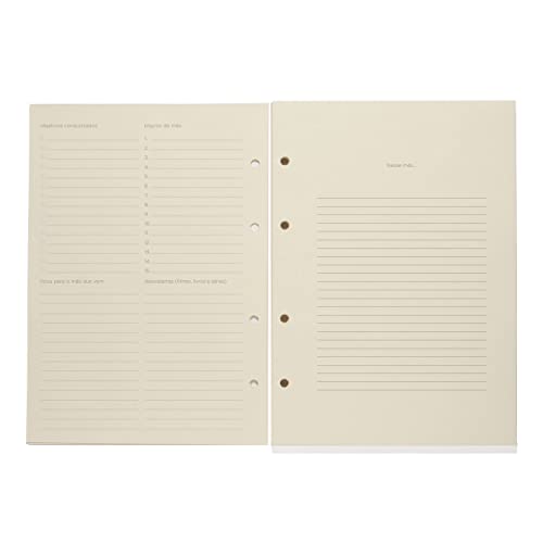 Refil Criativo Argolado, Bege, Semanal, 88 fls, Papel Pólen 80g/m², Tamanho Grande (17x24)