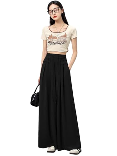 Image of KOTTY Women's Solid|Drawsting|Front Pocket|Wide Leg Style|High Rise|Casual Pant